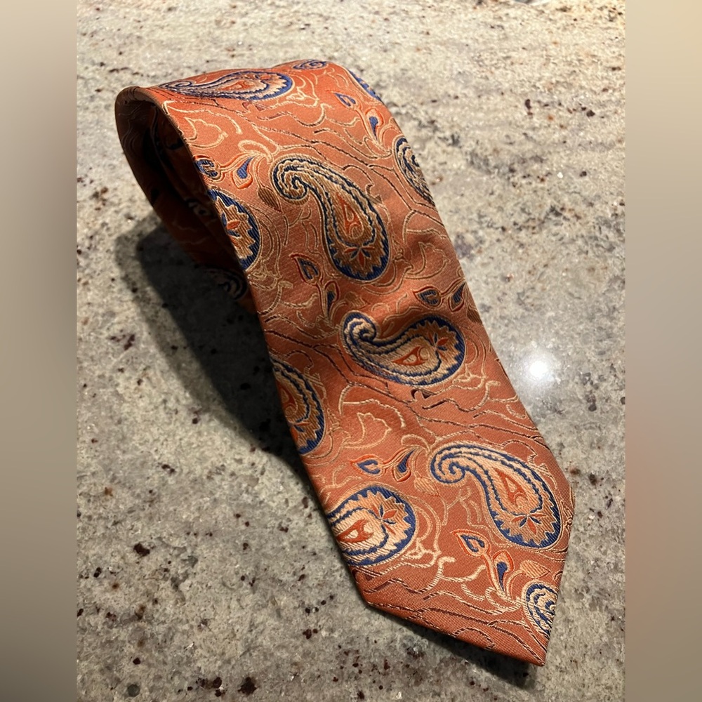 Emilio Ponti Paisley Orange 100% Silk Tie